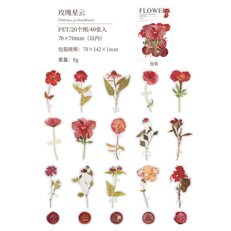 Simple Dried Flower Account Decoration Material Stickers