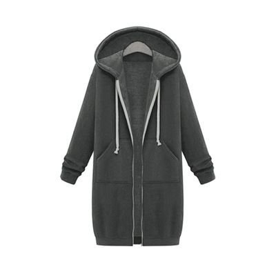 Autumn Winter Women Long-Sleeved Long Coat Pocket Hoodie Custom